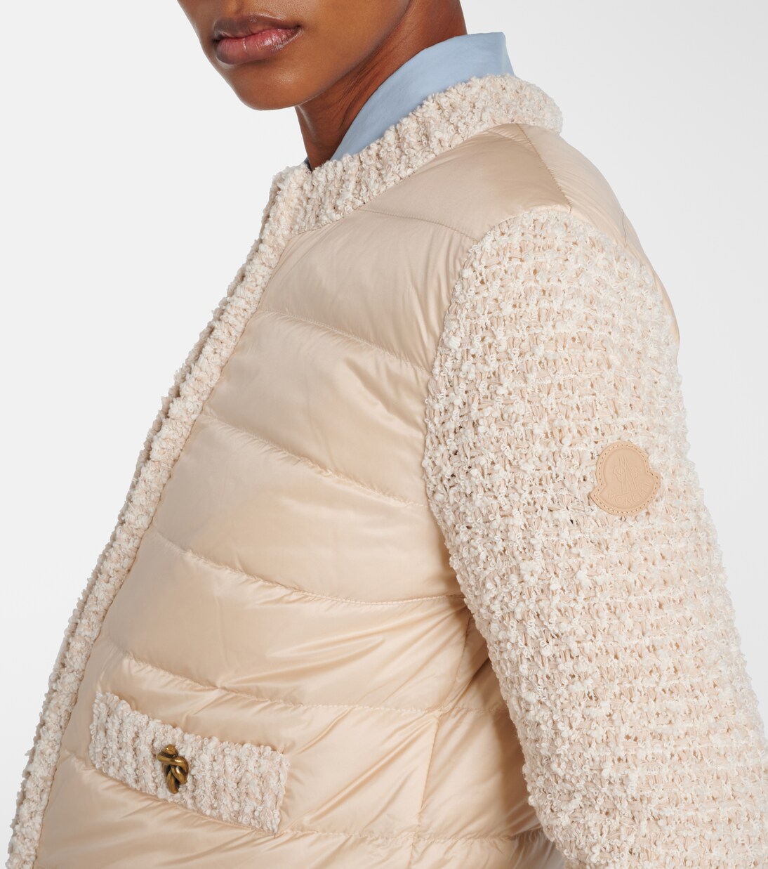 Down-paneled bouclé-trimmed zip-up cardigan | Moncler