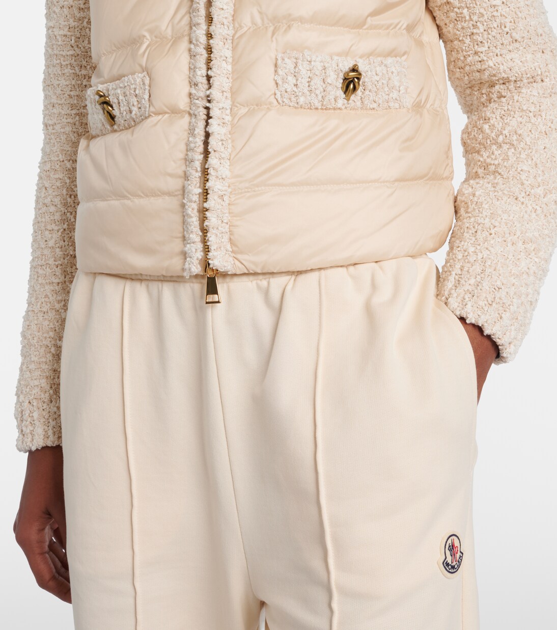 Down-paneled bouclé-trimmed zip-up cardigan | Moncler