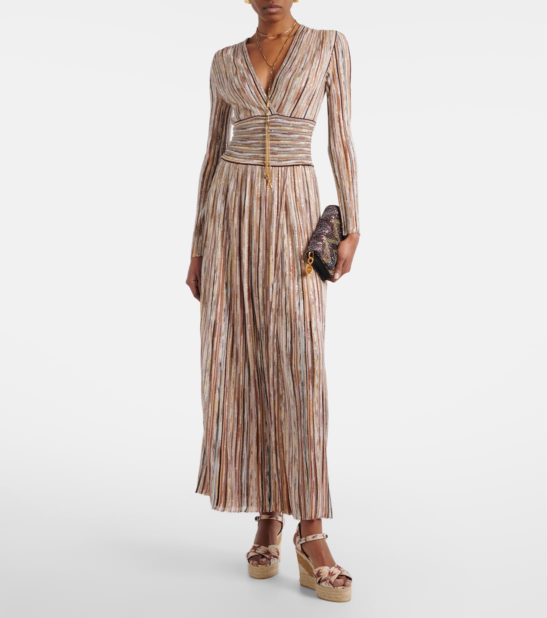 Caperdoni Small leather-trimmed sequined crossbody bag | Missoni