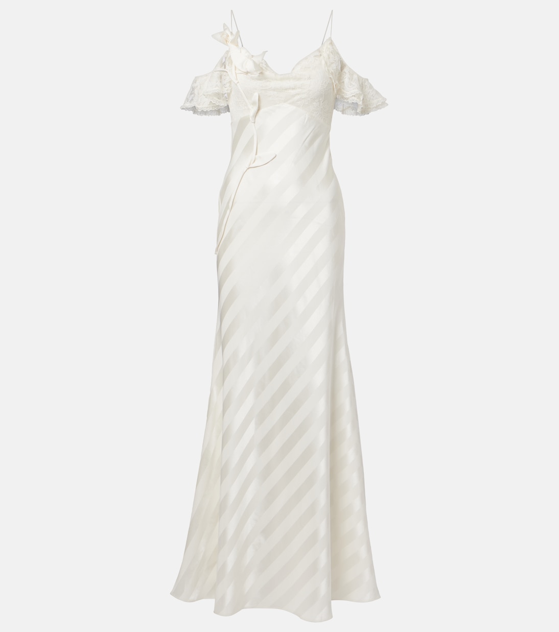 Robe longue en satin et dentelle | Self-Portrait