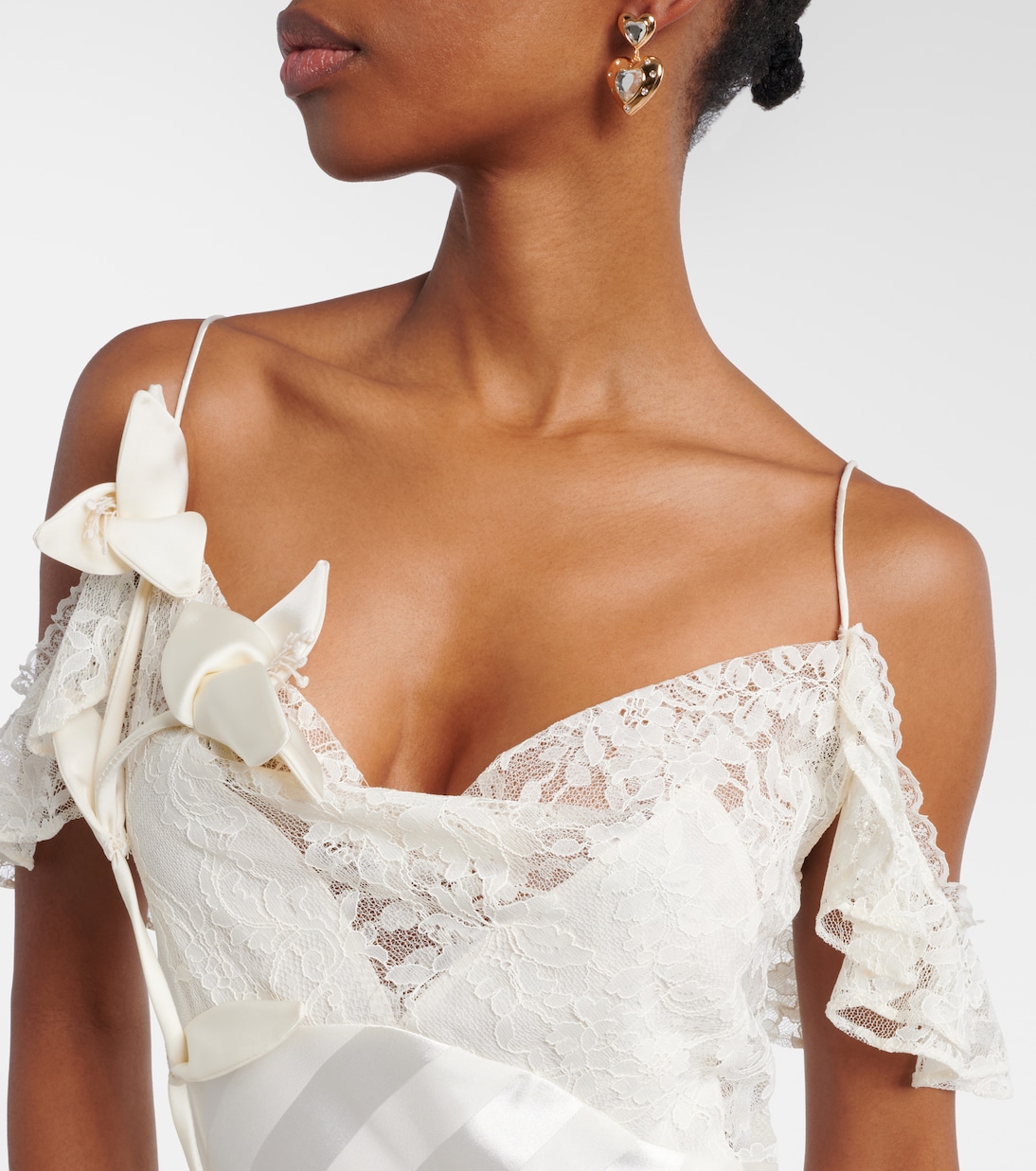 Robe longue en satin et dentelle | Self-Portrait