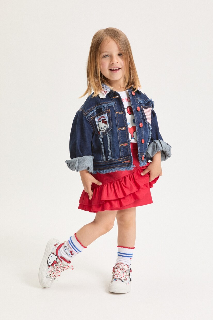 Falda en mezcla de algodón con volantes | Monnalisa