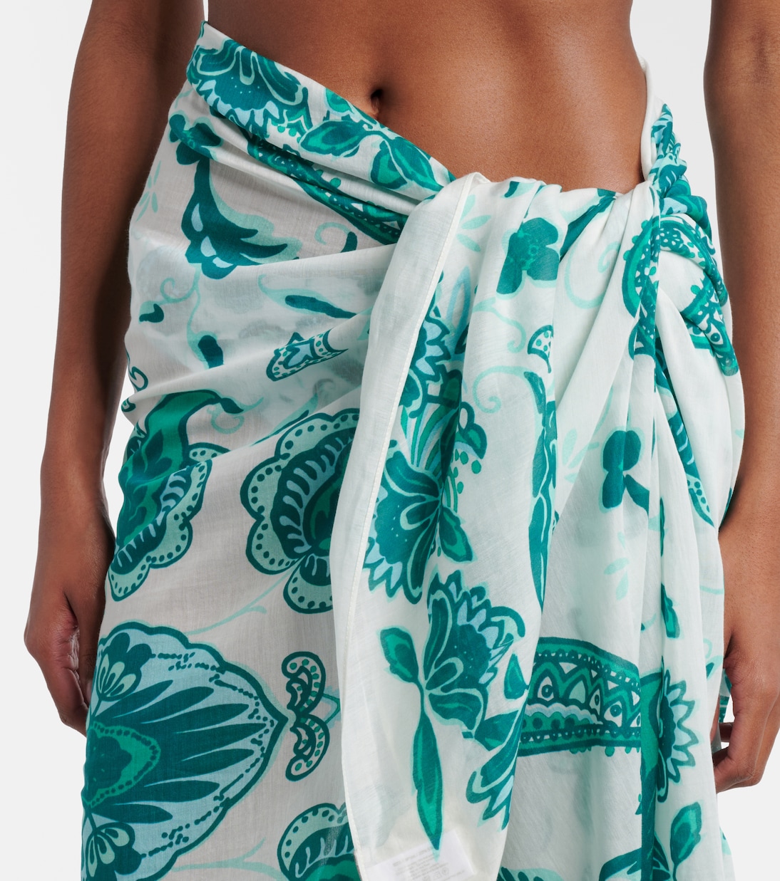 قطعة مكملة للشاطئ من القطن والحرير بطبعات البازيلي | Heidi Klein