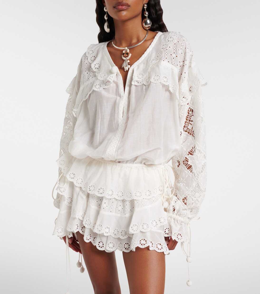 Blusa Nowana de algodón y seda bordada | Isabel Marant