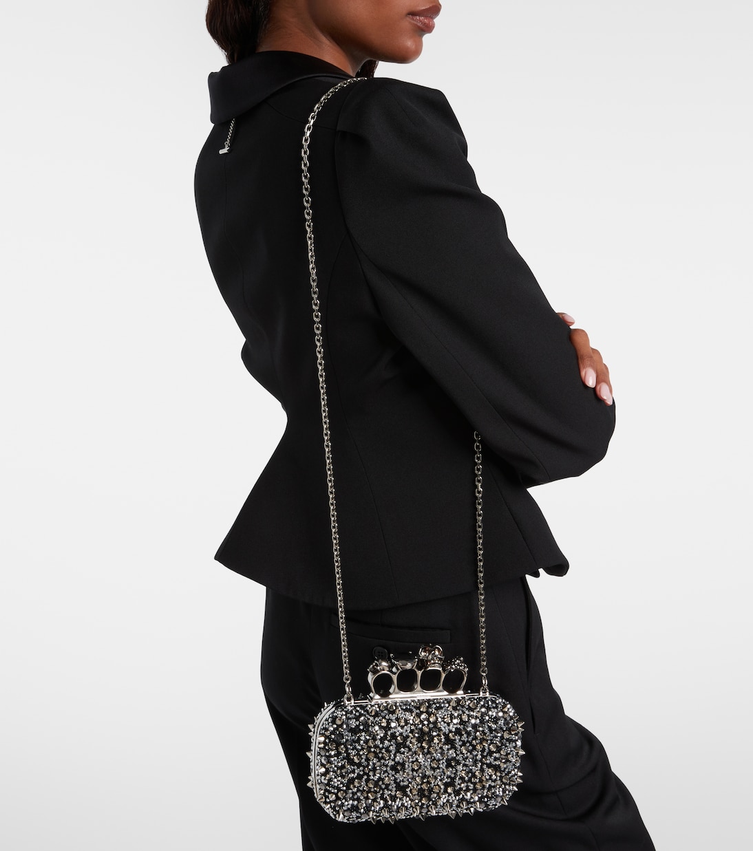 Knuckle embellished clutch | McQueen