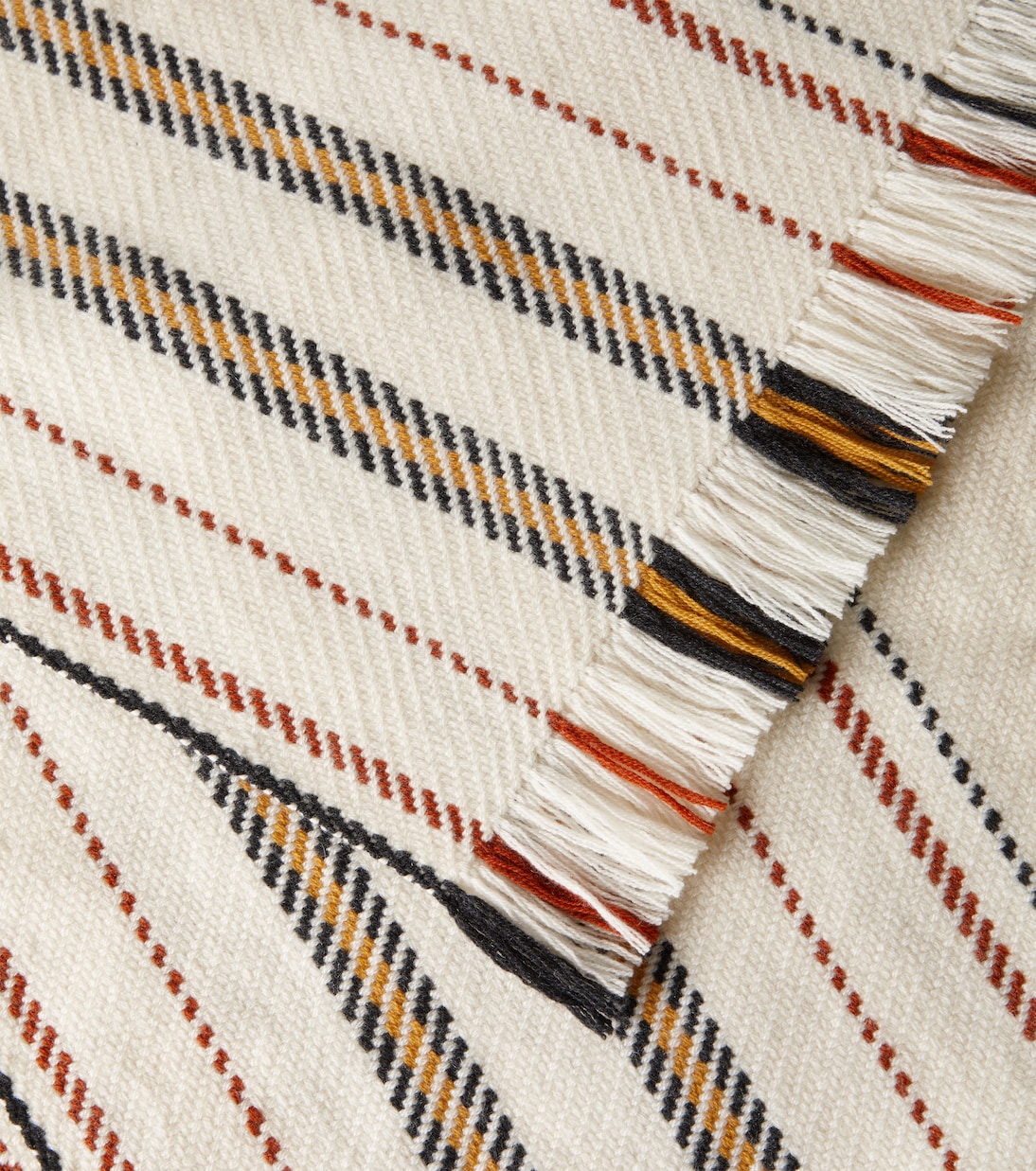 Fringed striped cashmere blanket | Loro Piana