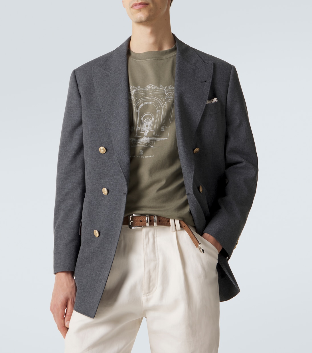 Printed cotton jersey T-shirt | Brunello Cucinelli