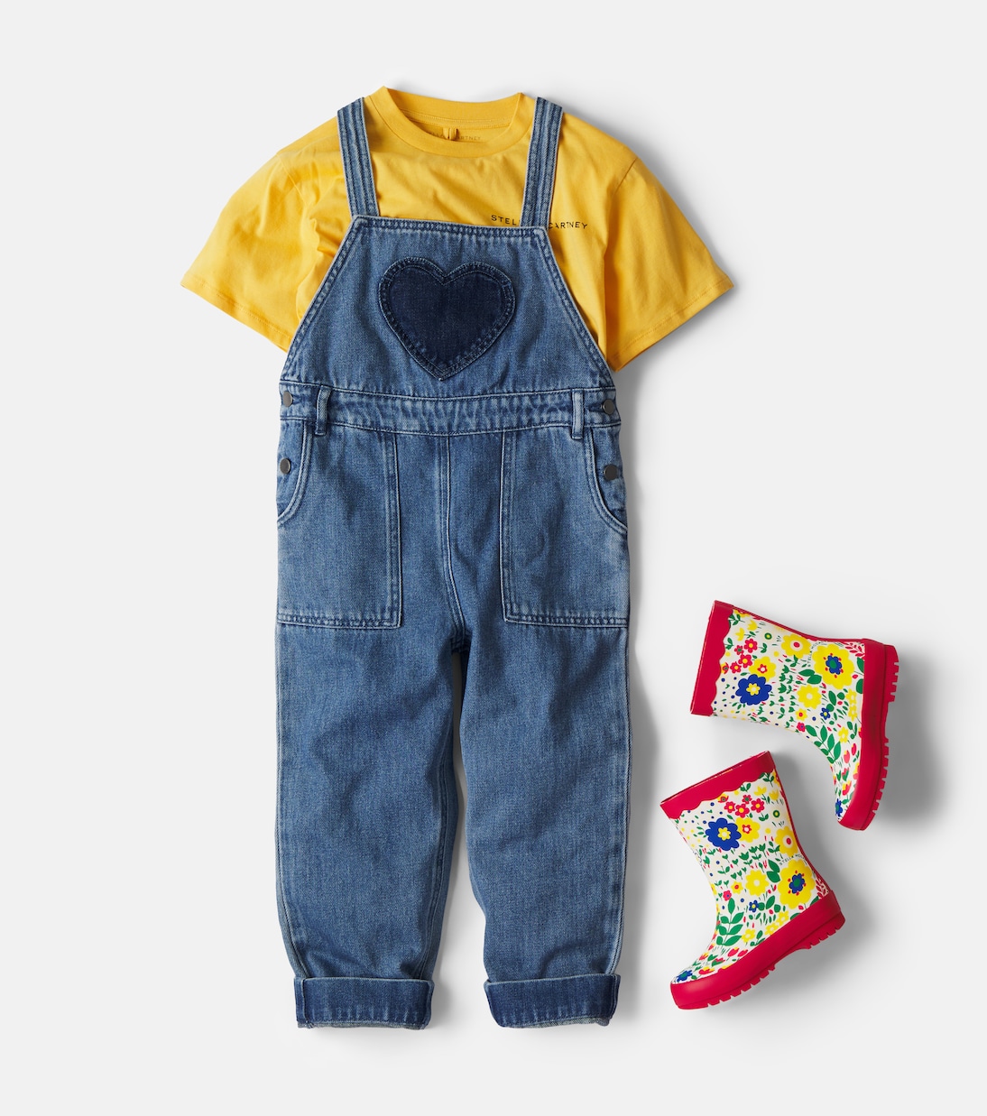 Salopette di jeans con patch | Stella McCartney Kids