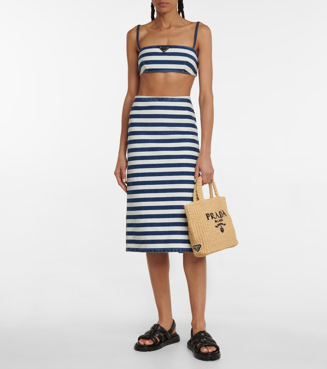 Logo raffia shopper | Prada