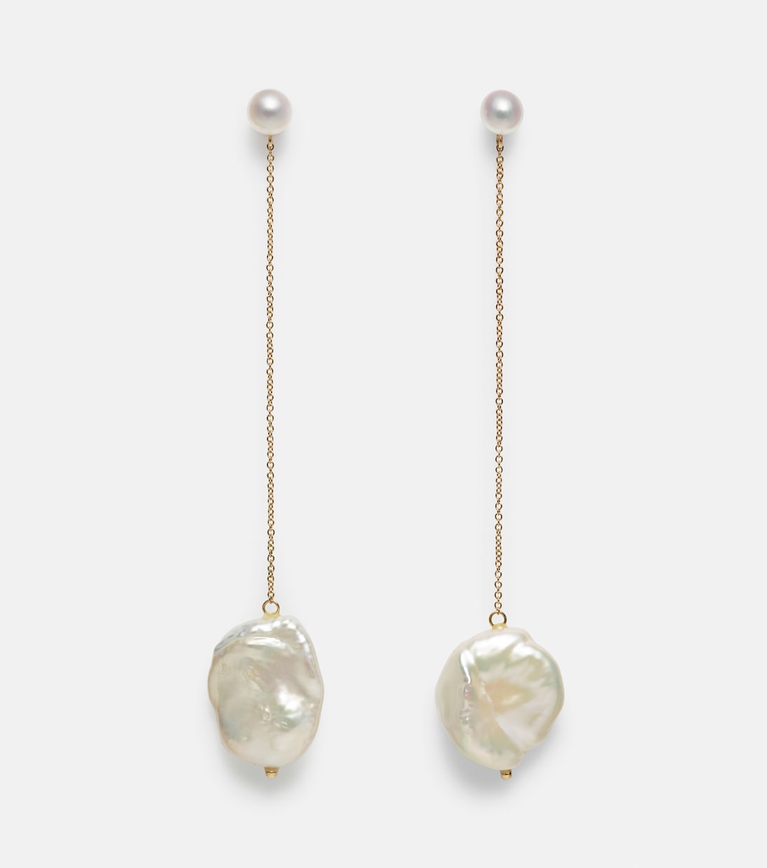 14kt gold drop earrings with pearls | Mateo