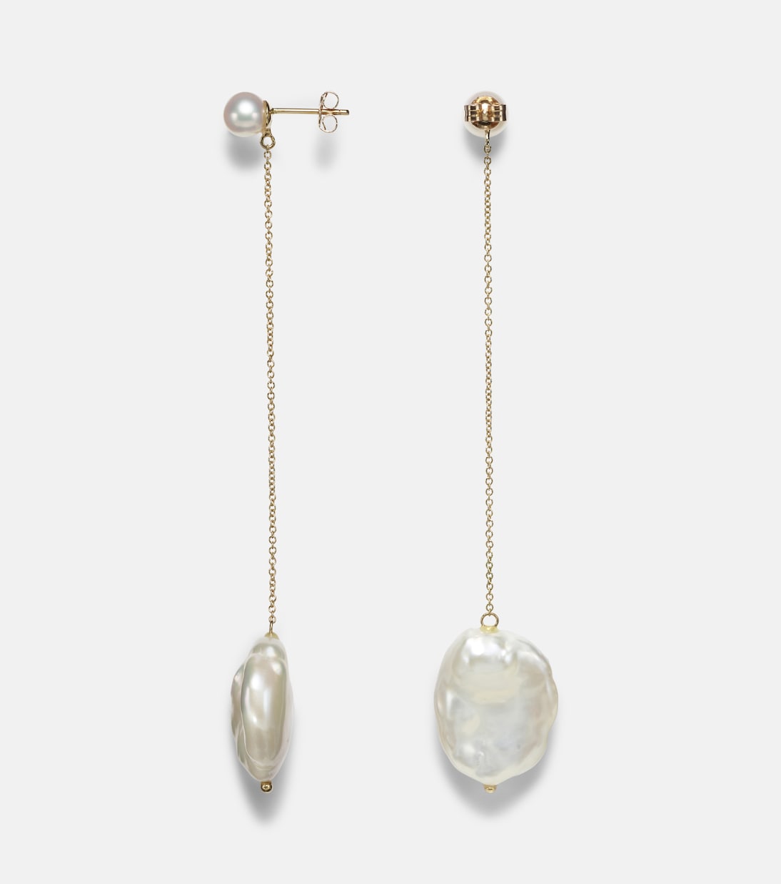 14kt gold drop earrings with pearls | Mateo