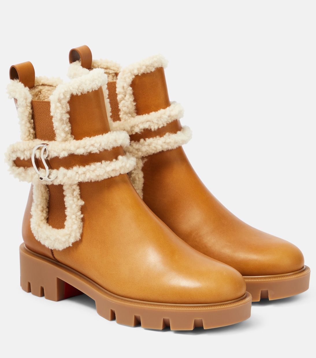 CL Chelsea shearling-trimmed ankle boots | Christian Louboutin