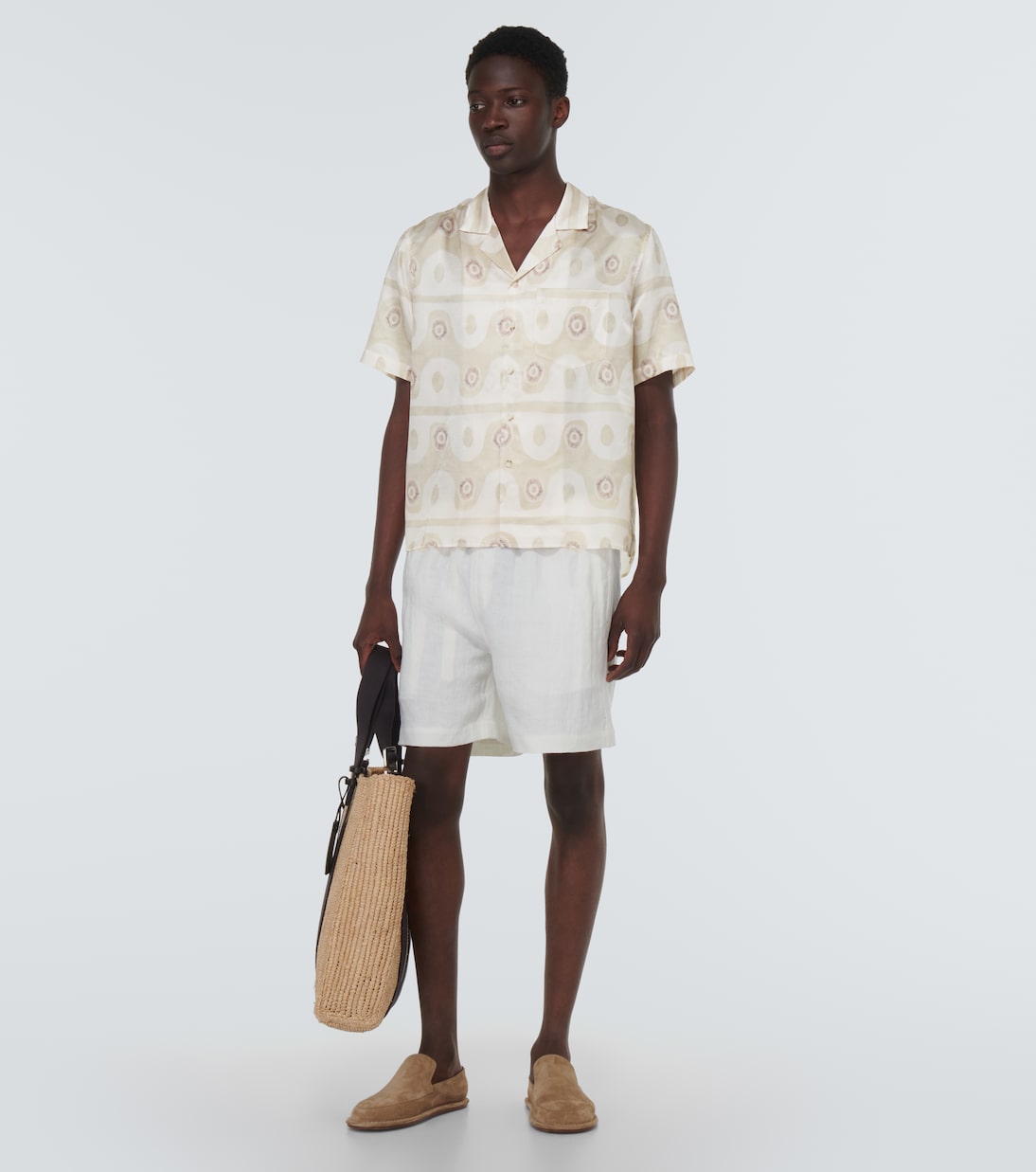 Camisa de seda y algodón estampada | Commas