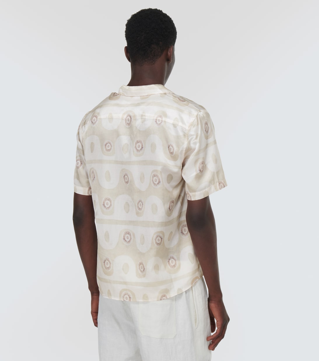 Camisa de seda y algodón estampada | Commas