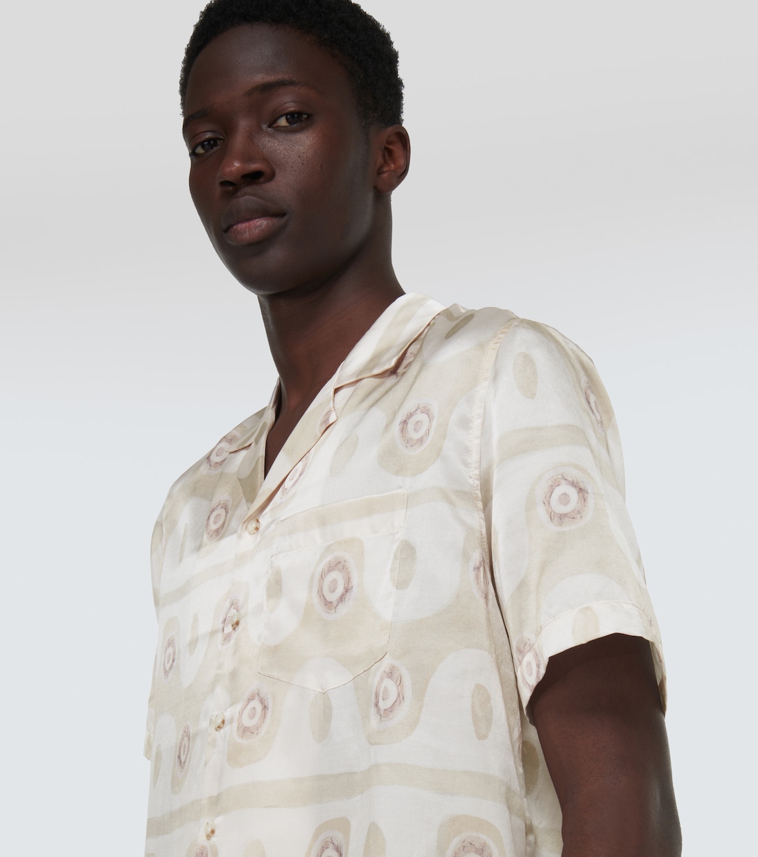 Camisa de seda y algodón estampada | Commas