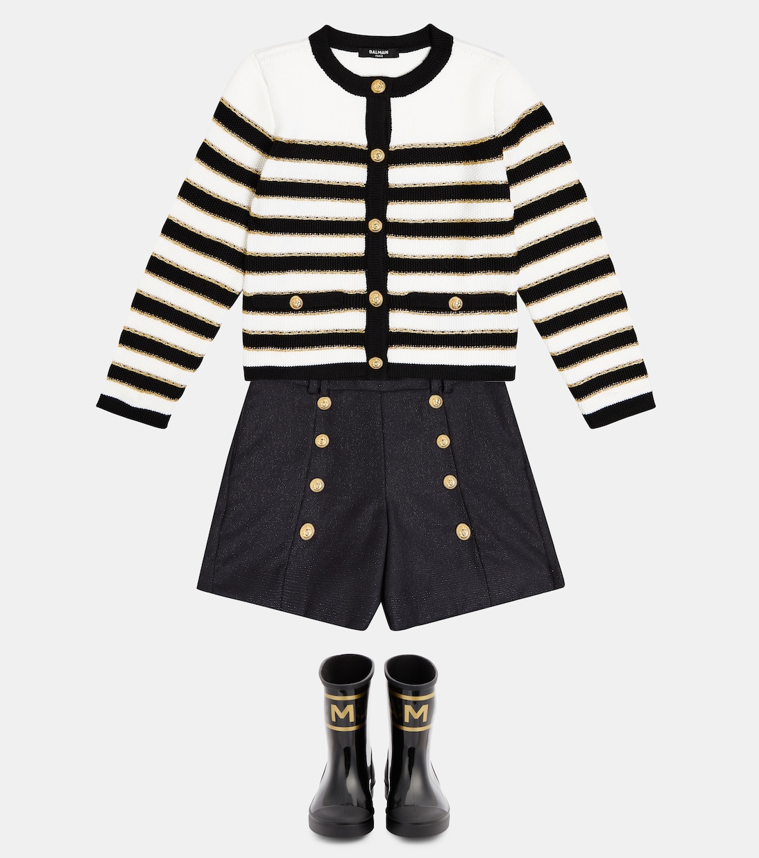 Striped wool-blend cardigan | Balmain Kids