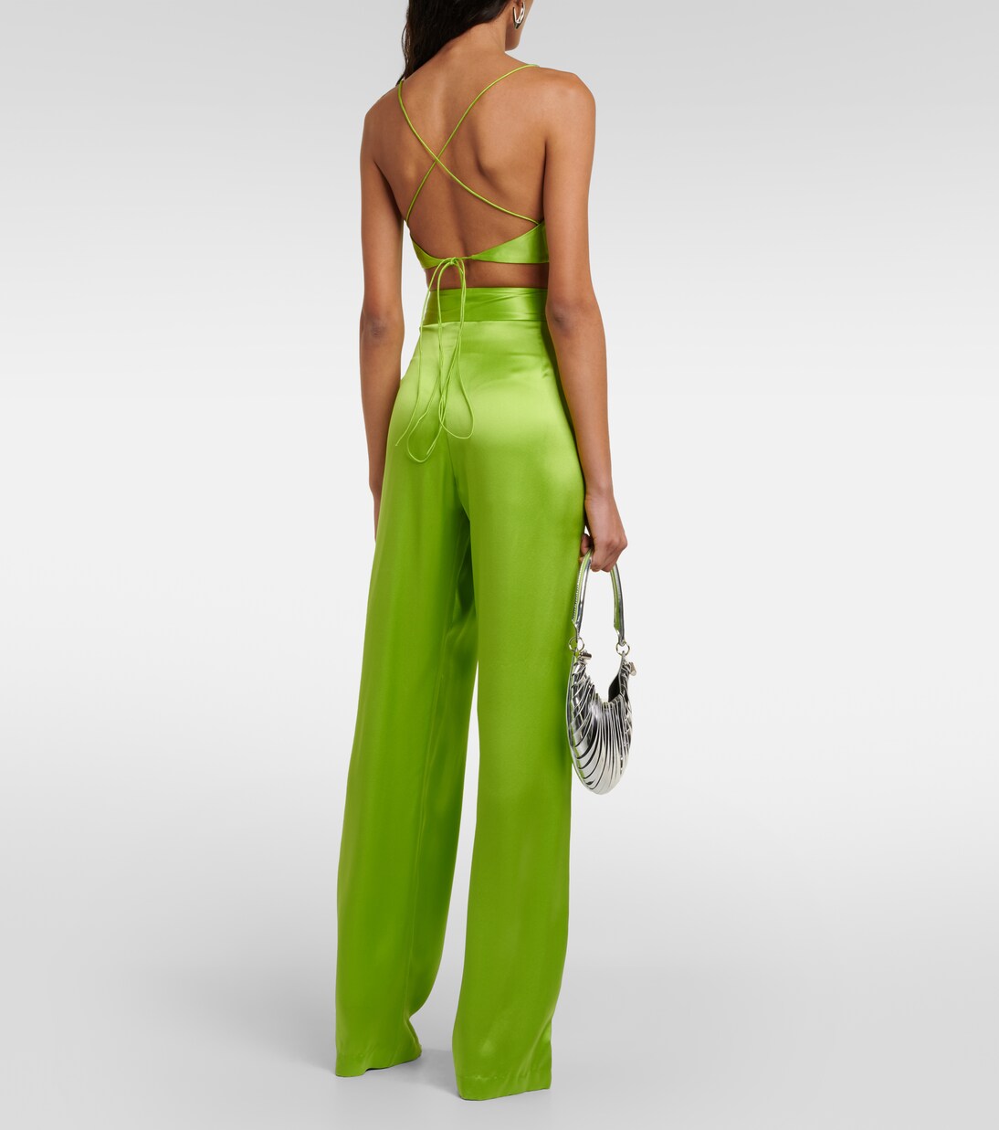High-rise silk satin wide-leg pants | The Sei