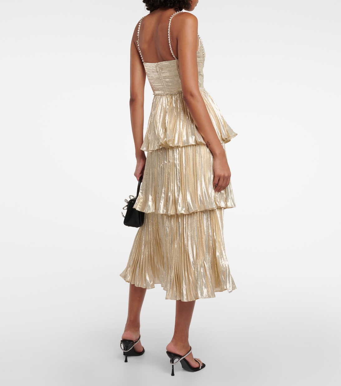 Robe midi métallisée à ornements | Self-Portrait