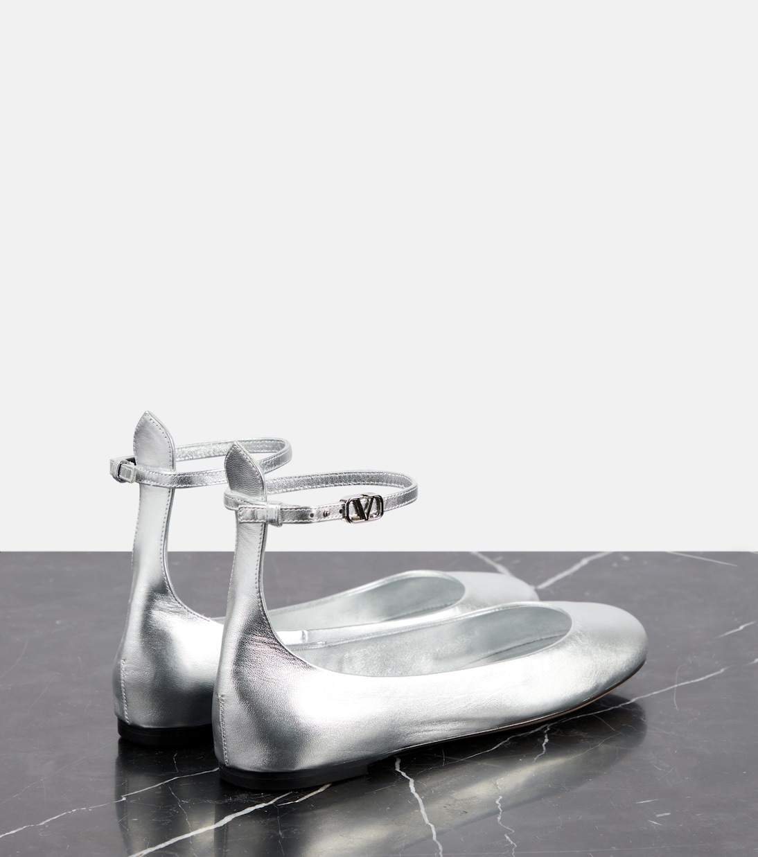 Bailarinas Tan-Go de piel metalizada | Valentino Garavani