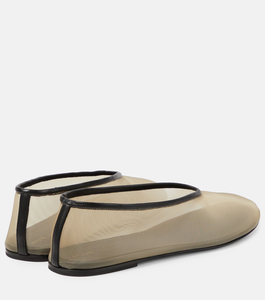 Marcy皮革边饰网布芭蕾舞平底鞋 | Khaite