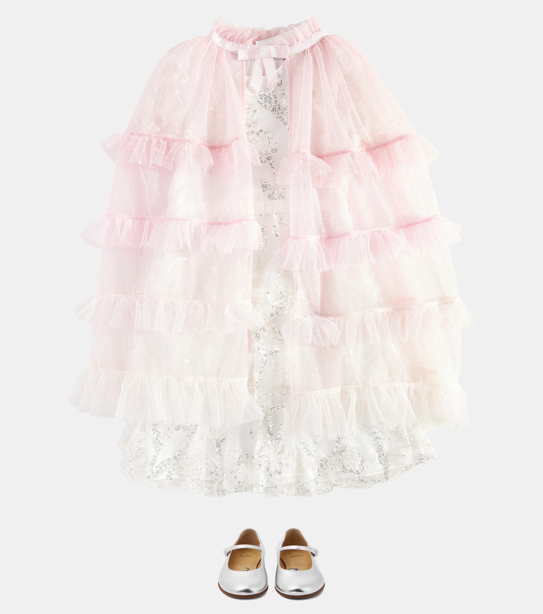 Ruffled mesh cape | Self-Portrait Kids