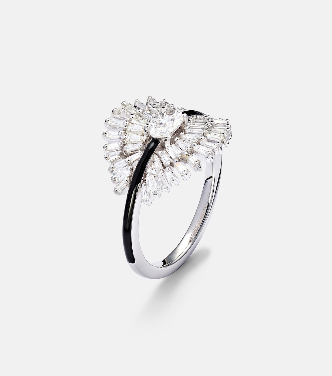 Ring Eyelash aus 18kt Weißgold mit Emaille und Diamanten | Kamyen