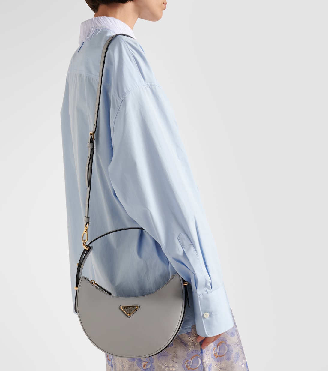 Arqué Small leather shoulder bag | Prada