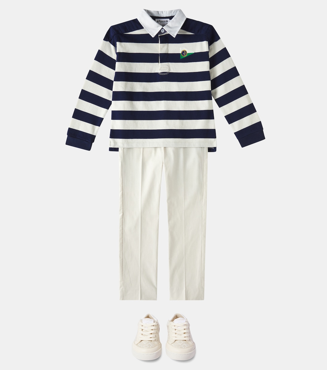 Edman striped cotton polo sweater | Bonpoint