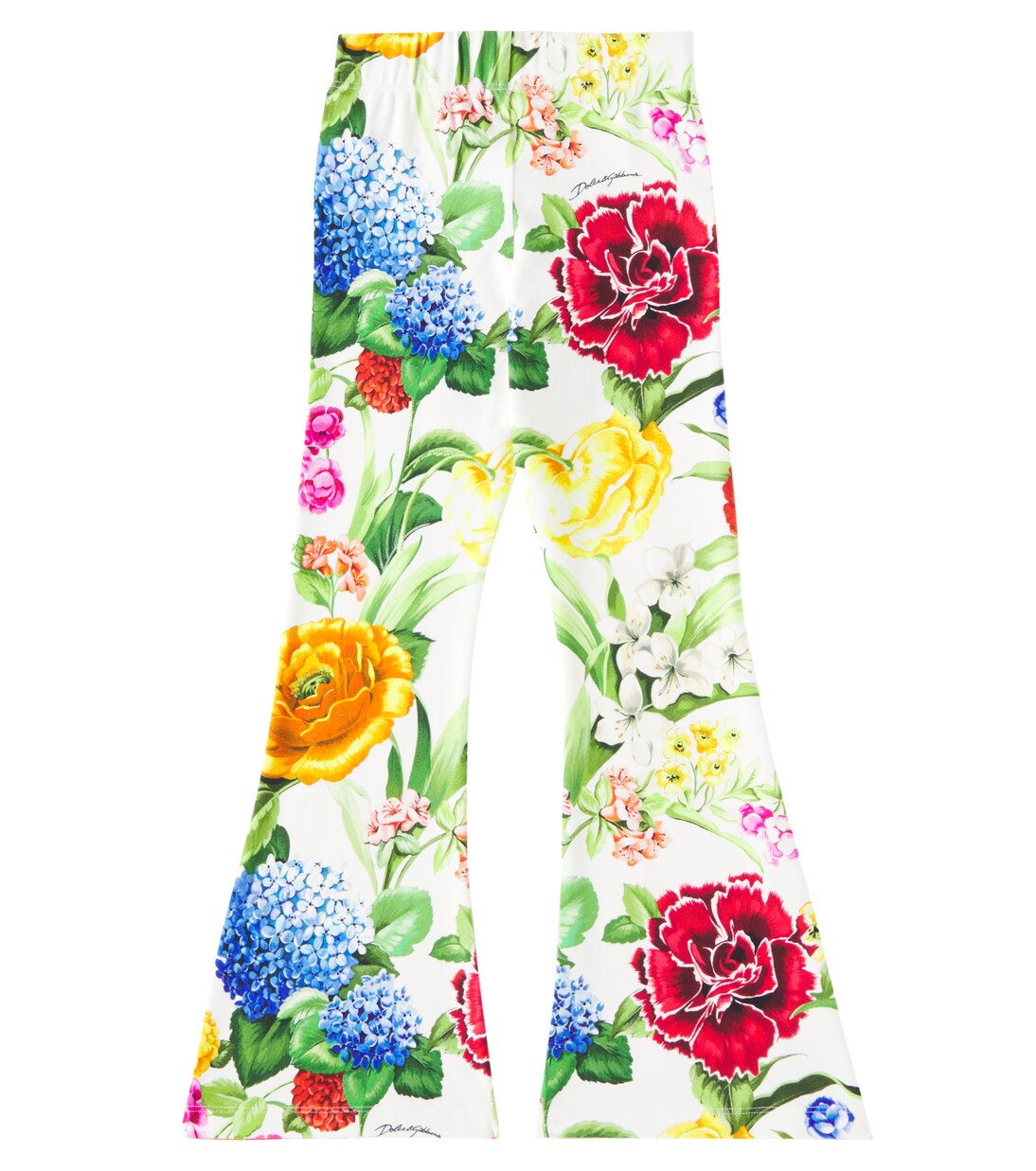 Floral cotton-blend flared pants | Dolce&Gabbana Kids