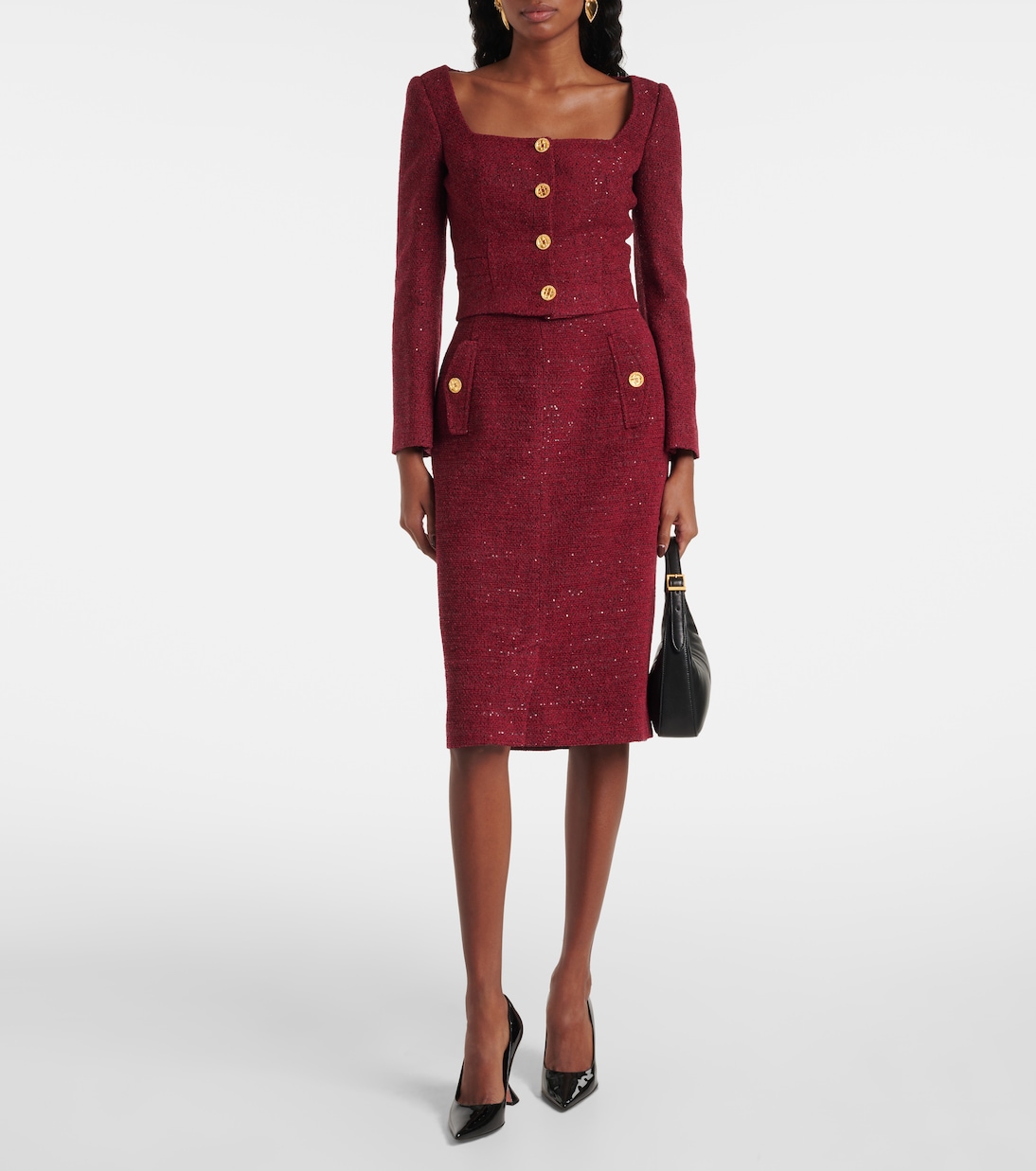 Bleistiftrock aus Tweed mit Pailletten | Alessandra Rich