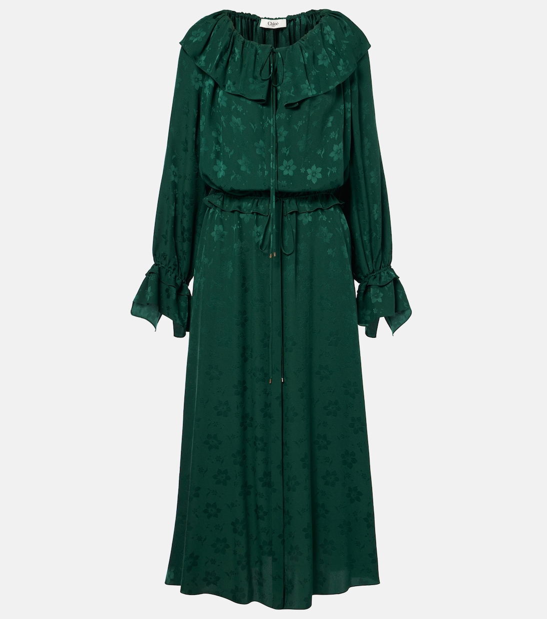 Vestido midi de seda en jacquard floral | Chloé