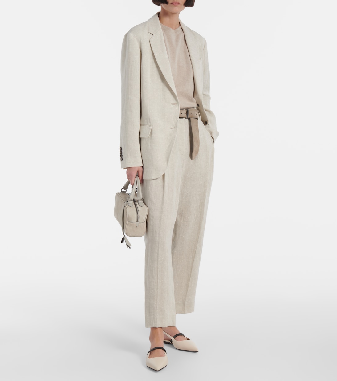 Pantalones rectos de mezcla de lino | Brunello Cucinelli