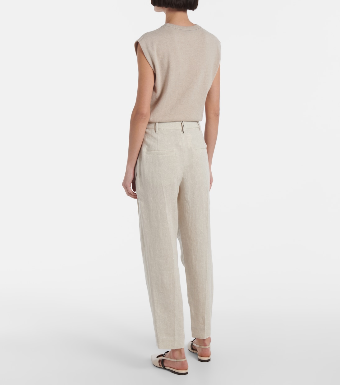 Pantalones rectos de mezcla de lino | Brunello Cucinelli
