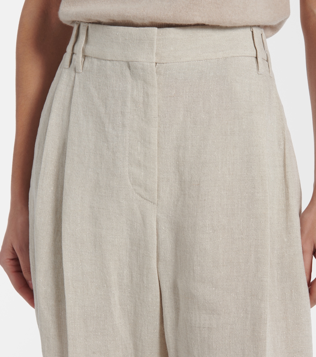 Pantalones rectos de mezcla de lino | Brunello Cucinelli