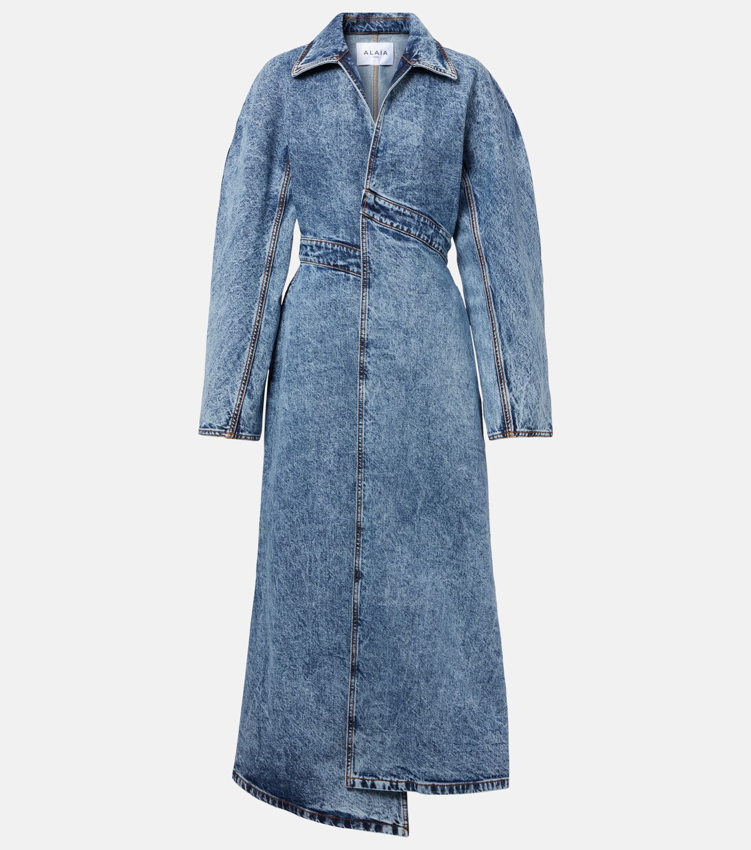 Asymmetric denim coat | Alaïa