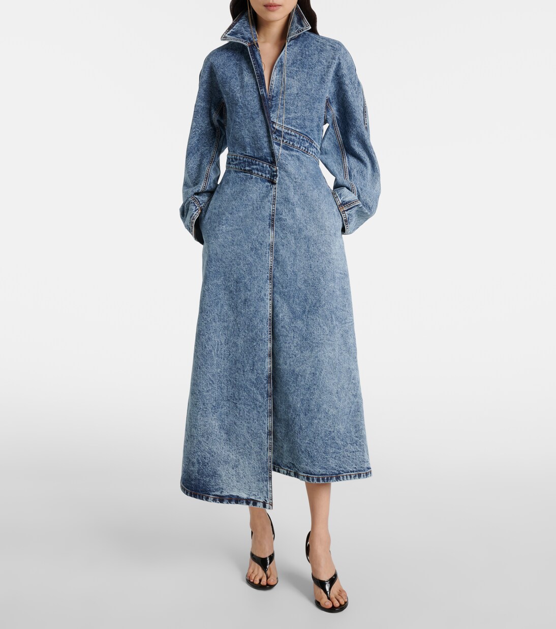 Asymmetric denim coat | Alaïa