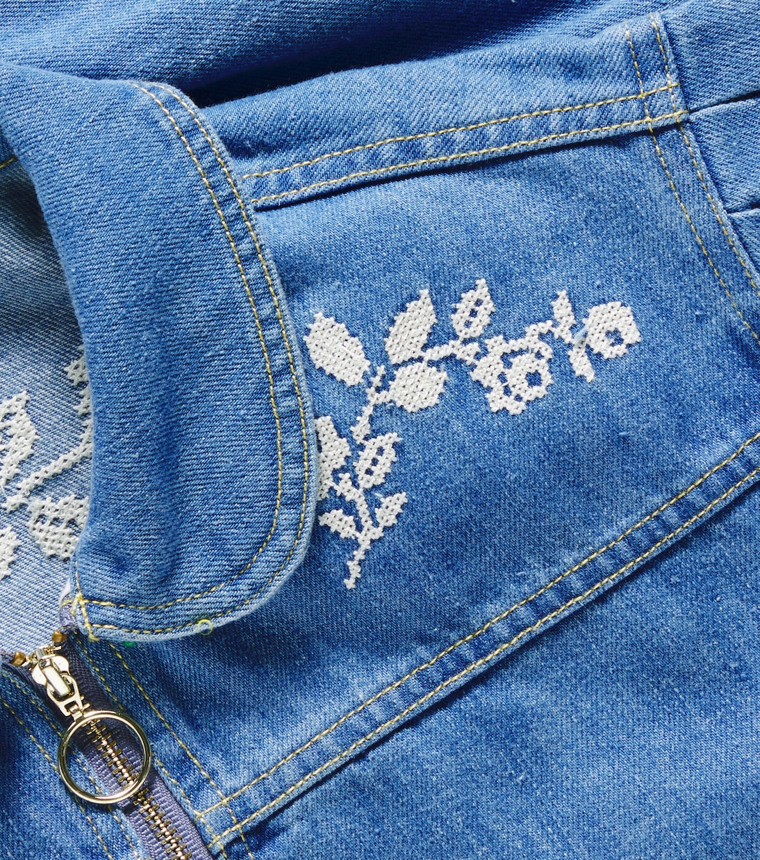 Jacky embroidered denim bomber jacket | C'era Una Volta