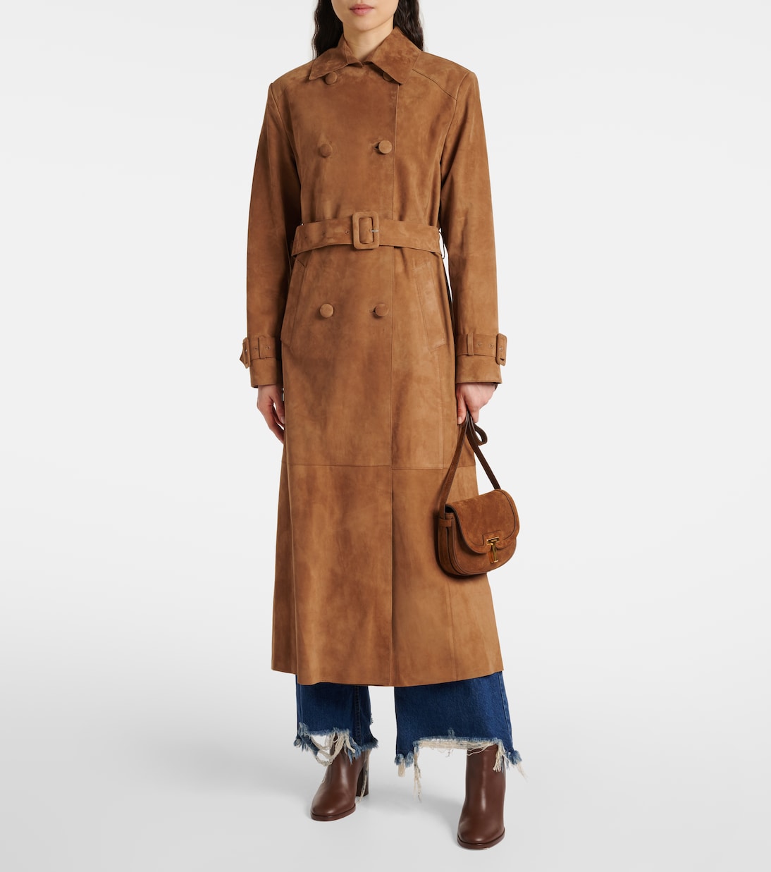 Trenchcoat Tate aus Veloursleder | Nour Hammour