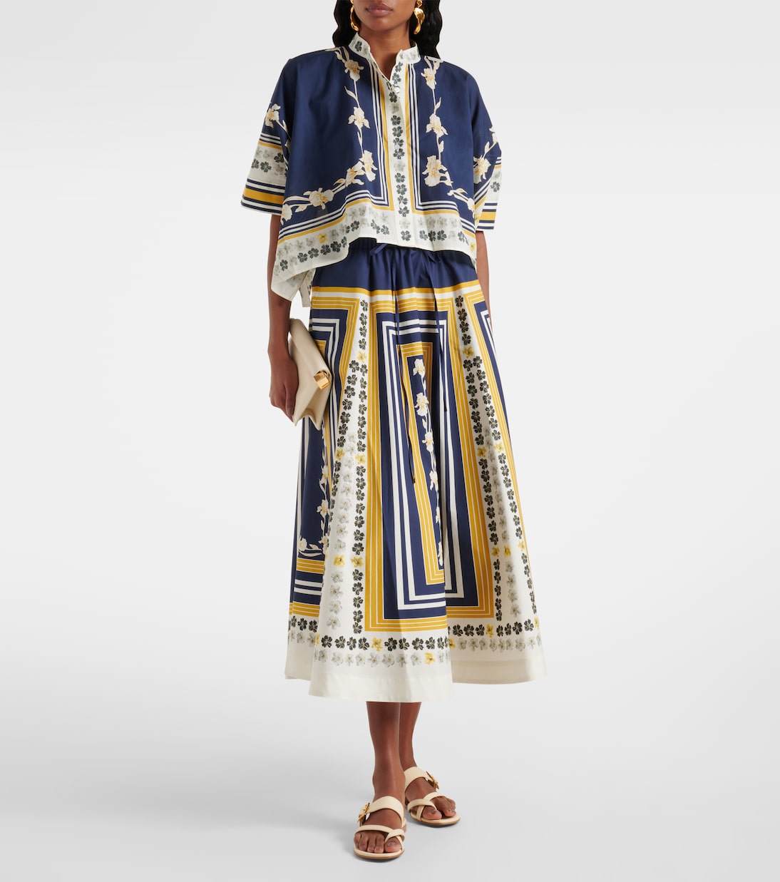 Bedruckter Midirock aus Baumwollpopeline | La DoubleJ