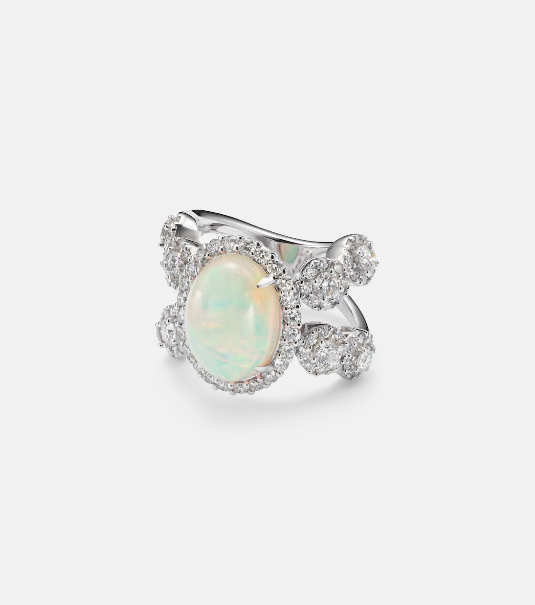 Ring Reign Supreme aus 18kt Weißgold (750/1000) mit Diamanten und Opal | Yeprem