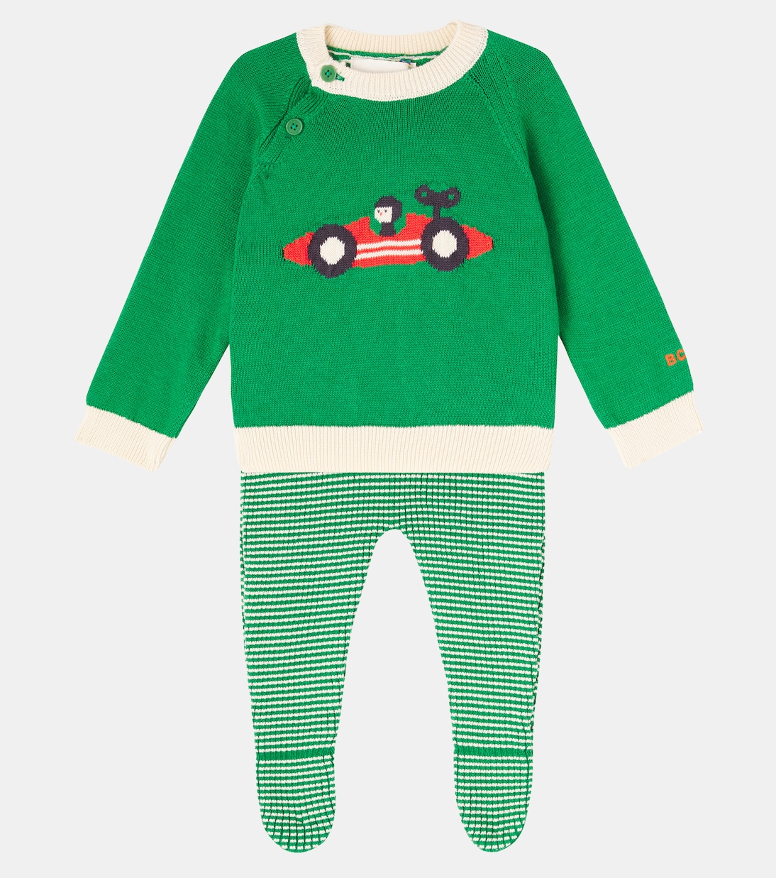 Baby Race Car cotton sweater and sweatpants set | Bobo Choses