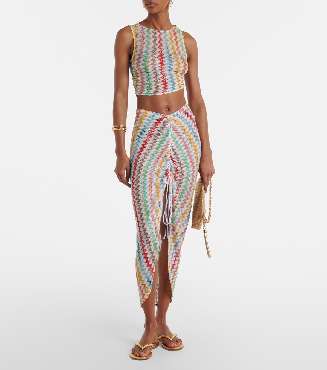 Zigzag asymmetric midi skirt | Missoni