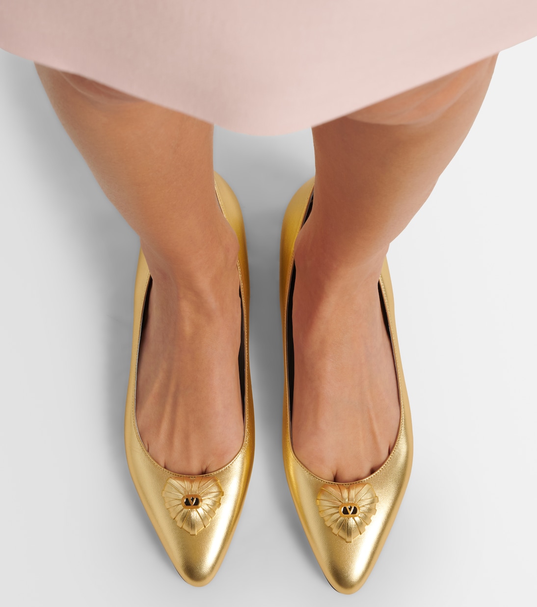 Ballerinas Cœur Royal aus Metallic-Leder | Valentino Garavani