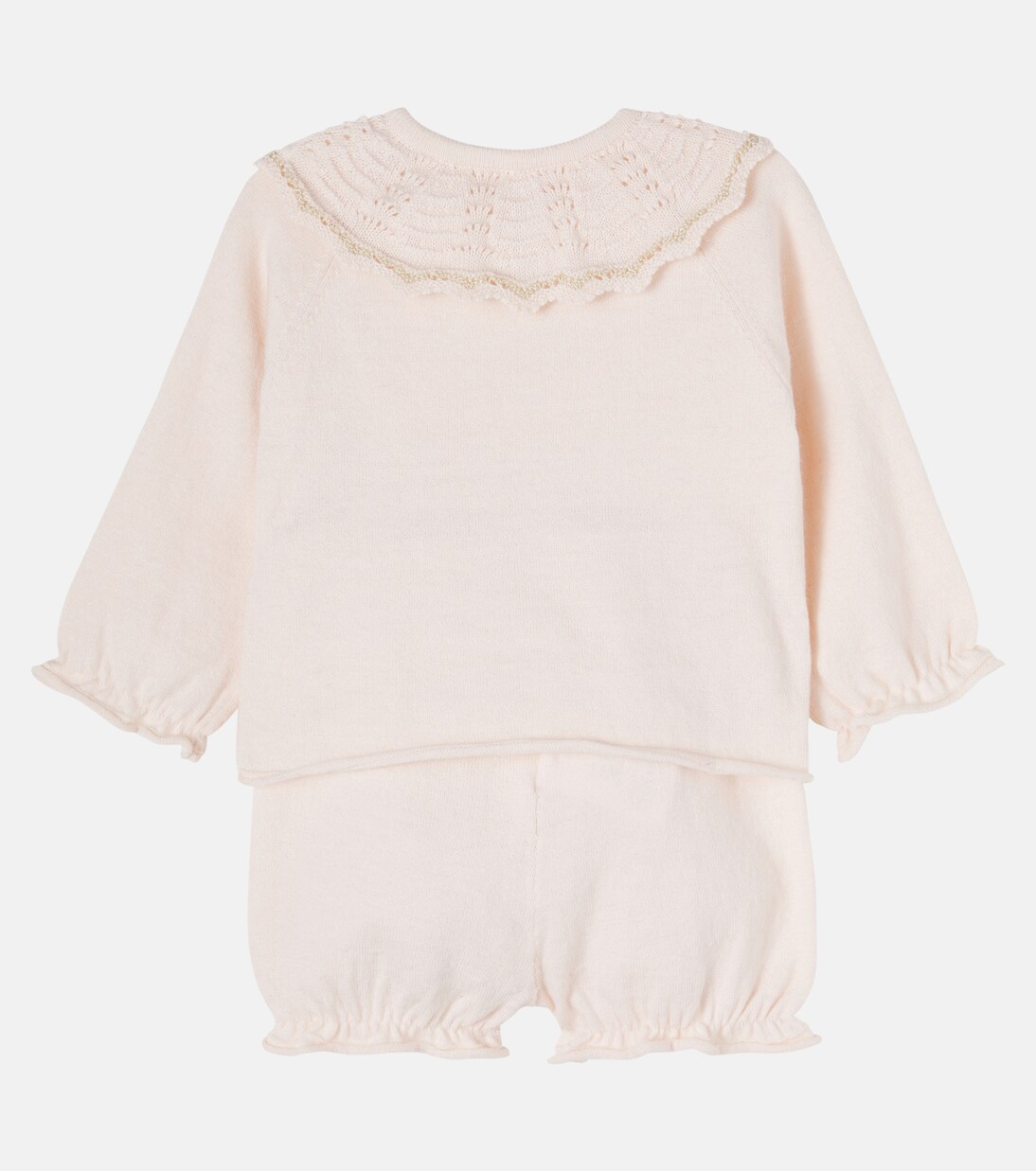 Baby ruffled cotton and cashmere playsuit | Chloé Kids
