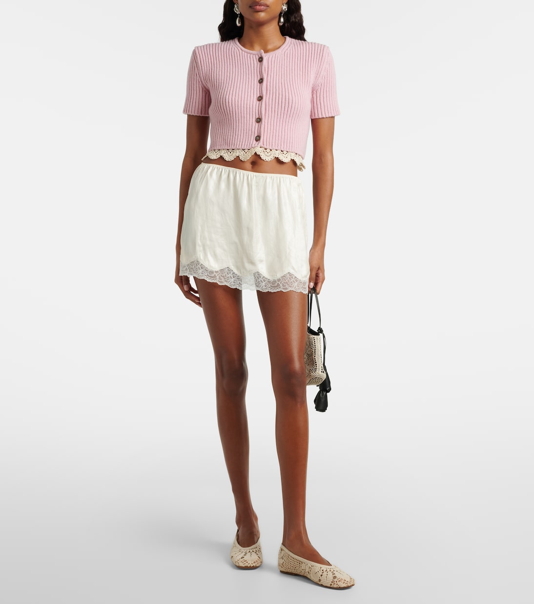 Minirock aus Seidensatin mit Spitze | Magda Butrym