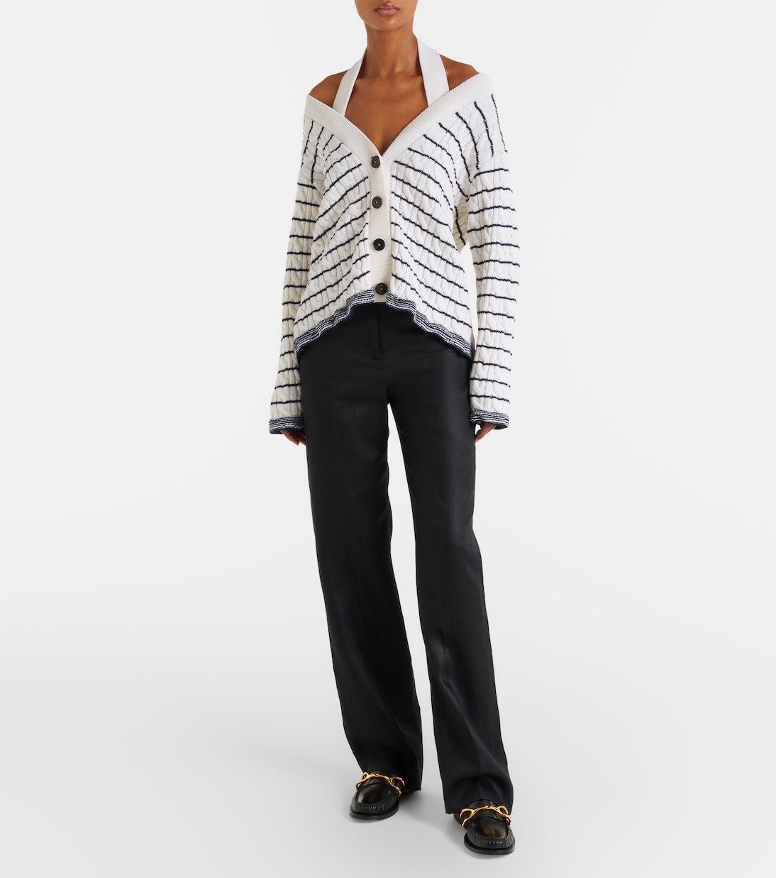 Cable-knit striped cardigan | McQueen