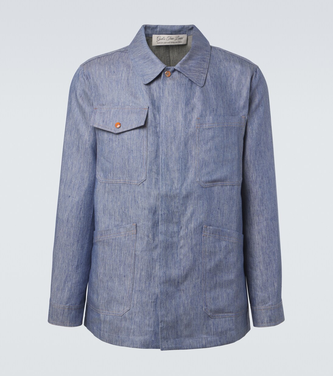 Linen denim jacket with carnelian | God's True Cashmere