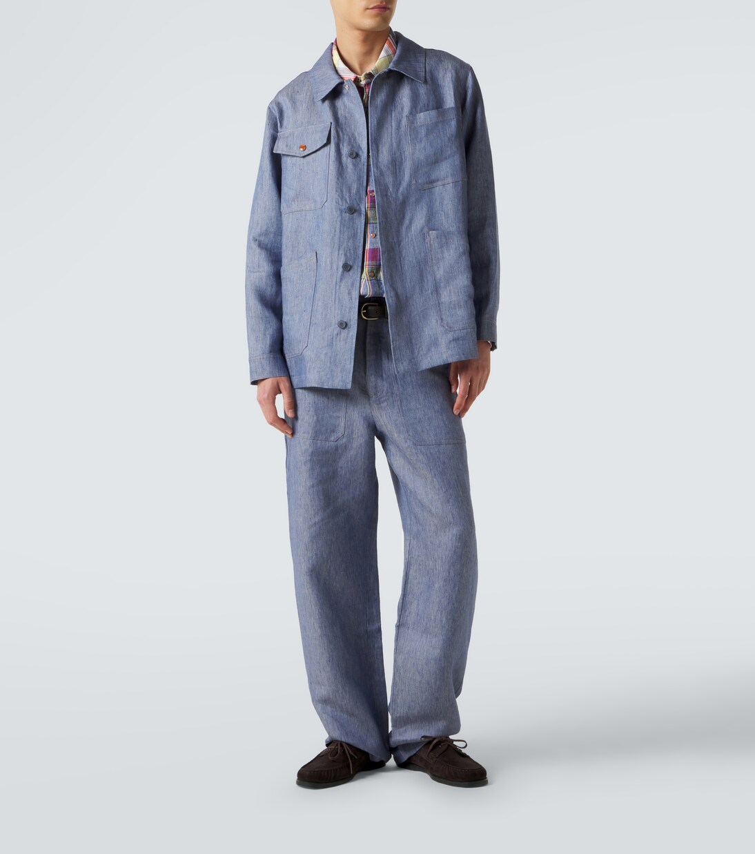Linen denim jacket with carnelian | God's True Cashmere