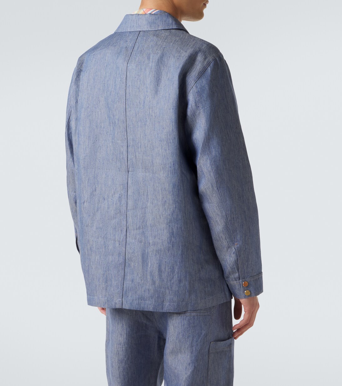 Linen denim jacket with carnelian | God's True Cashmere