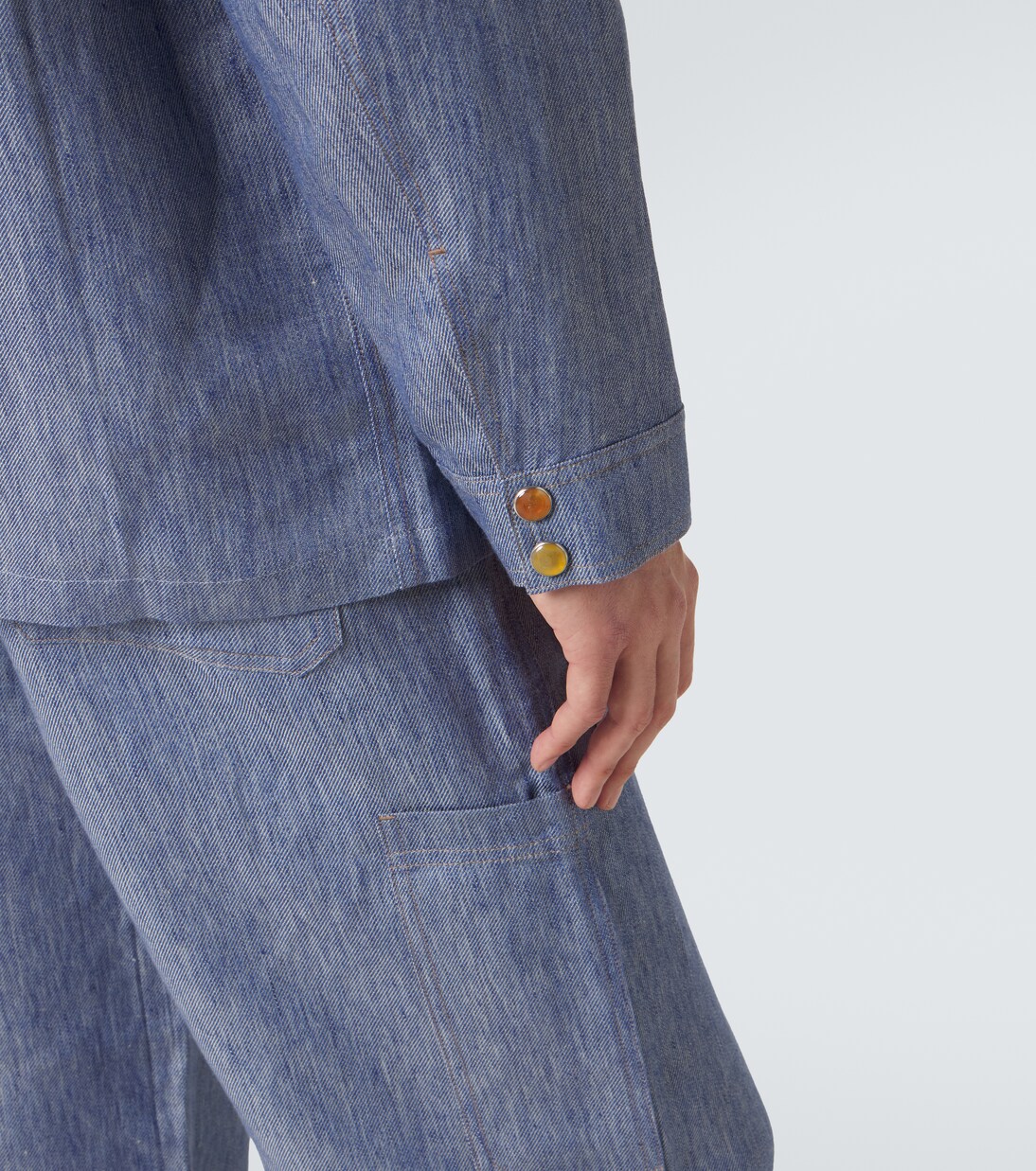 Linen denim jacket with carnelian | God's True Cashmere